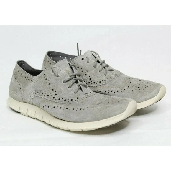 Cole Haan ZeroGrand Shoes Gray Suede Wingtip Oxford Sneakers Woman's Size 9 - Picture 1 of 8